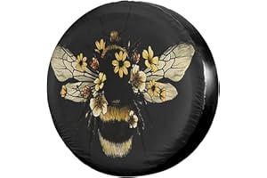 KiuLoam Fluffy Bee Spare Tire Cover Polyester Universal Sunscreen Waterproof Wheel Covers for Trailer Rv SUV Truck and Many Vehicles (17" for Diameter 31"-33")