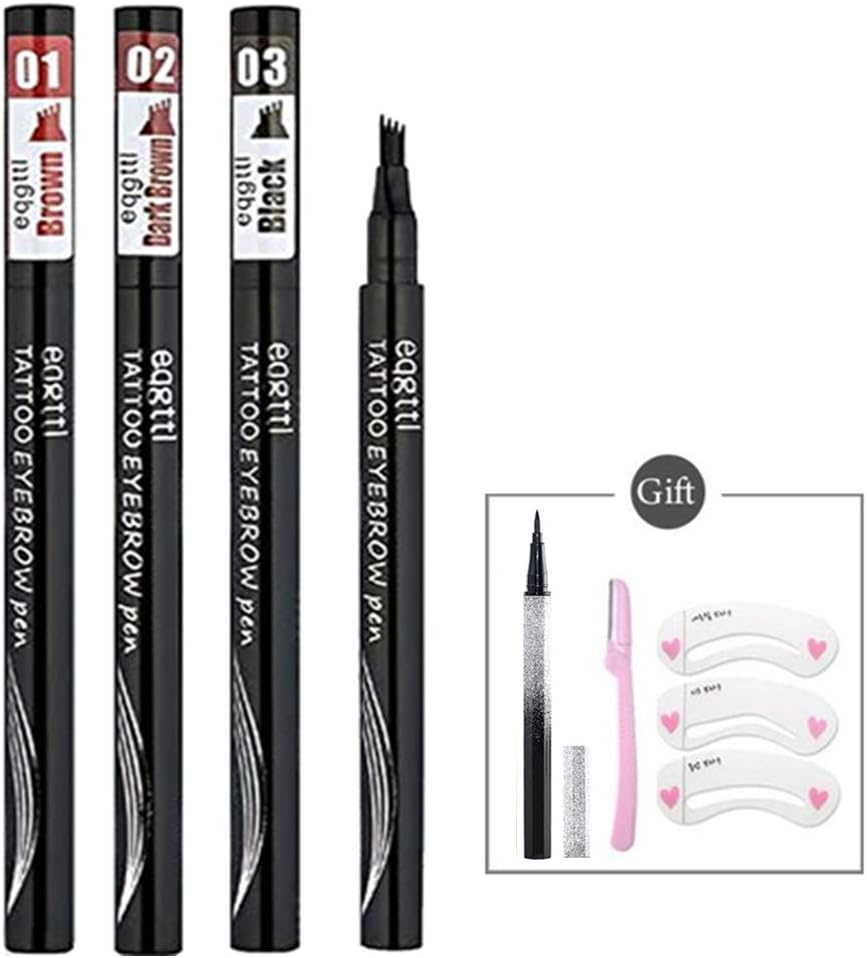 Eyebrow Tattoo Pen,Tat Brow Microblading Eyebrow Pencil Waterproof Microblade Brow Pen Make Up with a Micro-Fork Tip Applicator Creates Natural Looking Brows Effortlessly and Stays on All Day,3PENS