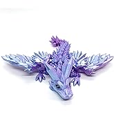 Laser Dreamy 3D Printed Dragon with Wings, Baby 3D Printed Dragons Table Flexible Wing Articulated Fidget Crystal Dragon Decors Home Office School Decoration