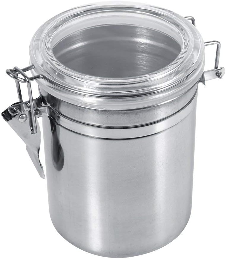 4 Sizes Stainless Steel Kitchen Food Storage Container Bottle Measuring Cup Tea CoffeeSugar Sets Beans Canister Set(L)