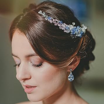 Amazon Com Barogirl Wedding Hair Vine Headband Blue Hair Piece