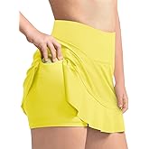 Haloumoning Girls Athletic Tennis Golf Skirts with Shorts Kids High Waist Ruffle A-line Skorts with Pockets 5-14 Years
