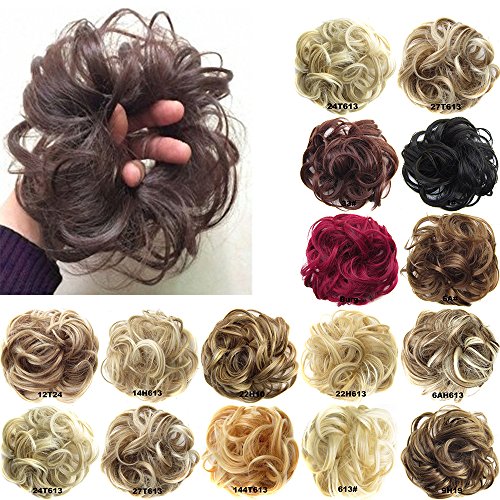 FESHFEN Scrunchy Scrunchie Hair Bun Updo Hairpiece Ponytail Extensions Hair Extensions Wavy Curly Messy Hair Bun Extensions Donut Hair Chignons Hair Piece Wig-6A#