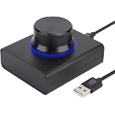 DROK USB Volume Knob, Big PC Computer Speaker Volume Control Audio External USB Volume Control Knob with 1-Key Mute Function Support Win7 8 10 XP Mac Vista Android, Black