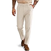 PJ PAUL JONES Mens Dress Pants Vintage Pleated Tapered Trousers Extended Waist Dress Pant Casual Slacks