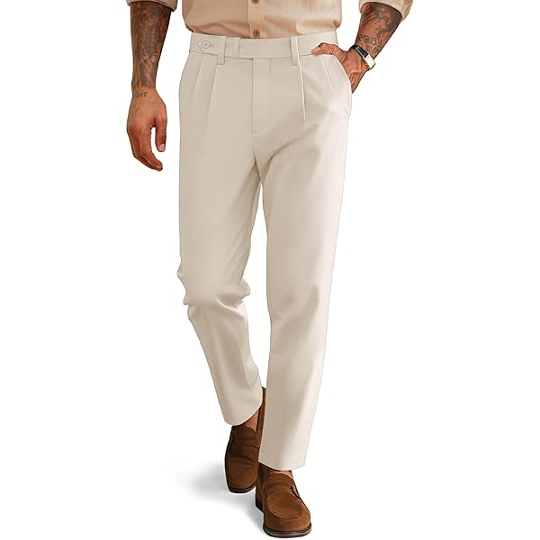 Slim Fit Mens Beige Dress Pants Formal Slacks Flat Front No Pleats (28) at  Amazon Men's Clothing store