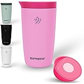 Sipraw Travel Coffee Mug Tumbler, Reusable Iced Coffee Hot Coffee Cup, Double Wall Insulated Thermal Stainless Steel, Hot and Cold Tumbler for Coffee Lovers, Gift for Women Men, 12 oz, Pink
