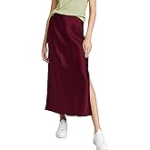 ATHX Women's Satin Long Skirt Dressy 2024 Summer High Waisted Silk A Line Split Elegant Maxi Skirts