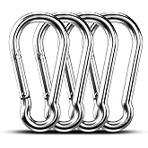 Large Carabiner Clip Hooks, 4pcs 4 inch Carabiners Heavy Duty, 304 Stainless Steel Spring Snap Hook Fits Camping Hanging Hiking Weight Lifting, Metal Clips for Rope or Chain