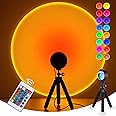 Balkwan Sunset Lamp Projection Rotation Rainbow Projection Lamp Led Romantic Visual Led Light Network Red Light with USB Modern Floor Stand Night Light Living Room Bedroom Décor (16 Colors)