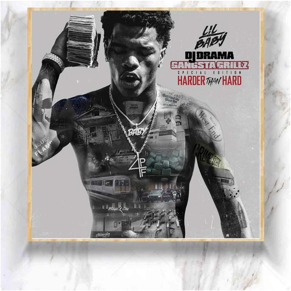 LYWUSUZE Lil Baby Too Hard Mixtape Hip Hop Album Cover Poster Art