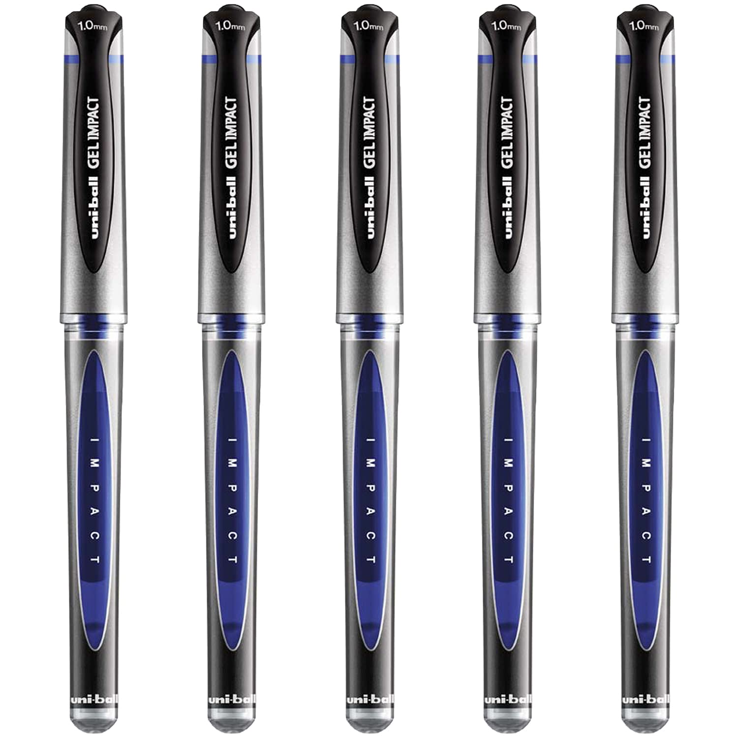 uni-ball UM-153S Gel Impact Broad Rollerball Pens - 1mm Nib, 0.6mm Line Width - Blue Ink (5)