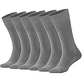 KNETLI Men's Dress Socks, Crew Socks Super Soft, Grey, Size 6-9, 6 Pair Pack
