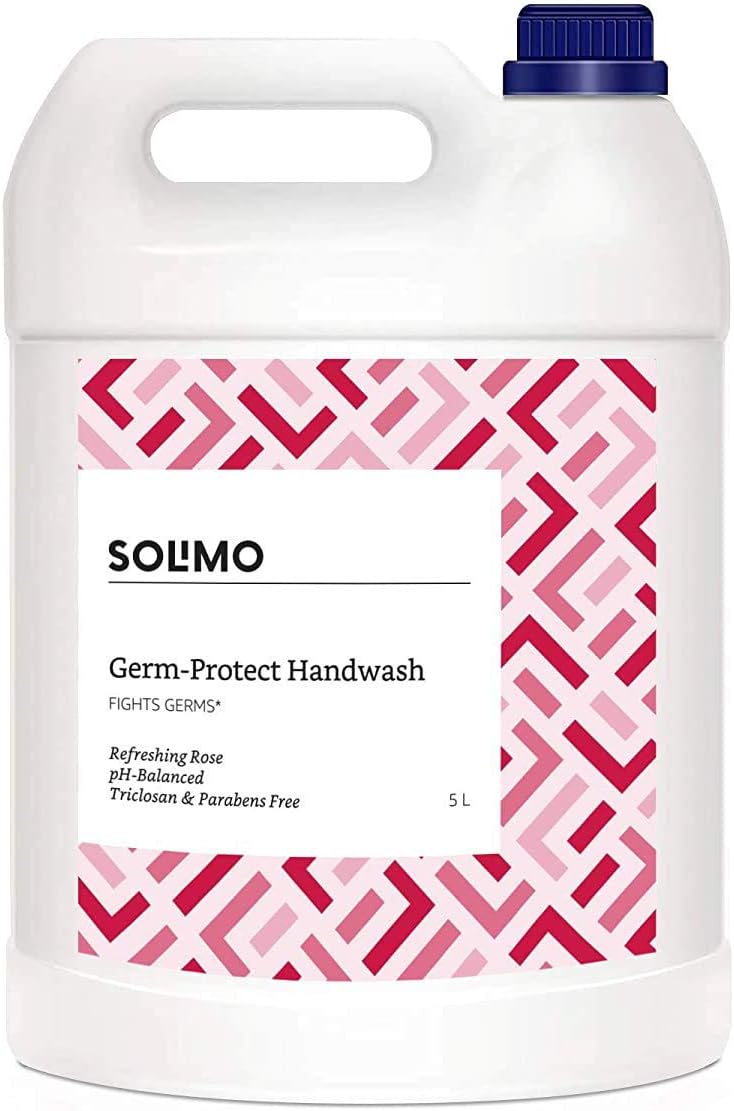 Amazon Brand - Solimo Germ-Protect Handwash Liquid, Refreshing Rose, 5L