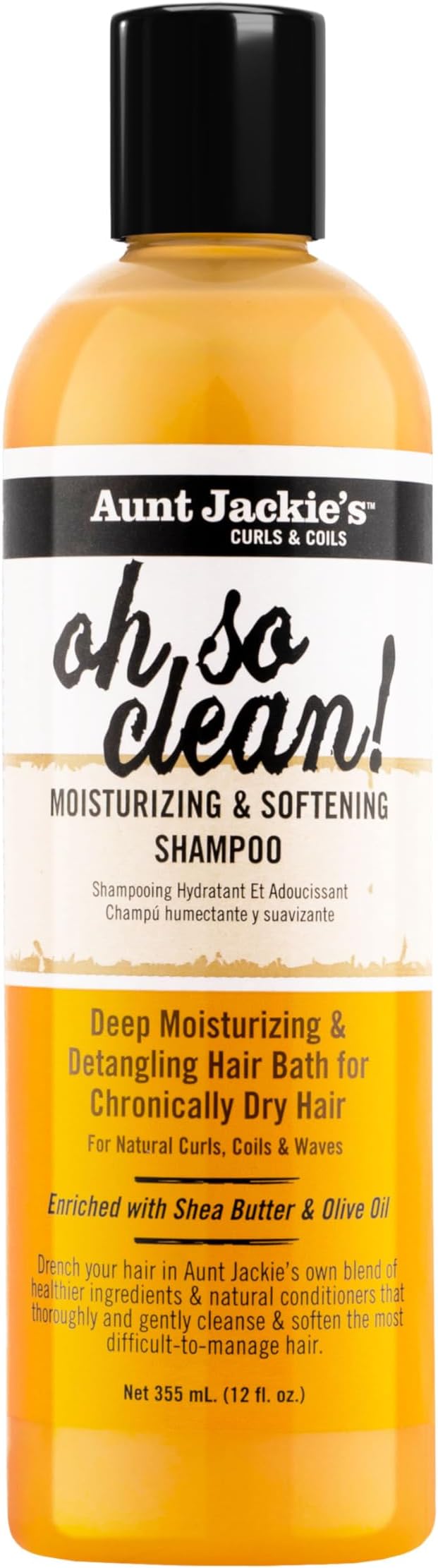 Aunt Jackie's Oh So Clean Moisturizing Softening Shampoo 355ml Hydrating Gentle