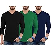Decrum Pack of 3 & 6 Long Sleeve T Shirt Men - Casual Vneck Mens T Shirts Multipack