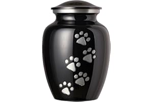 Best Friend Services Pet Urn - Ottillie Paws Legacy Memorial Pet Cremation Urns for Dogs and Cats Ashes Hand Carved Brass Memory Keepsake Urn (Ebony, Vertical, Pewter Paws, Large)
