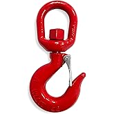 1 Ton Heavy Duty Swivel Hook with Safety Latch,360 Degree Rotating Crane Swivel Lifting Eye Hook for Crane, Swivel Chain Hooks for Lifting Chains Port Transportation, 2200 Lbs Capacity,Red