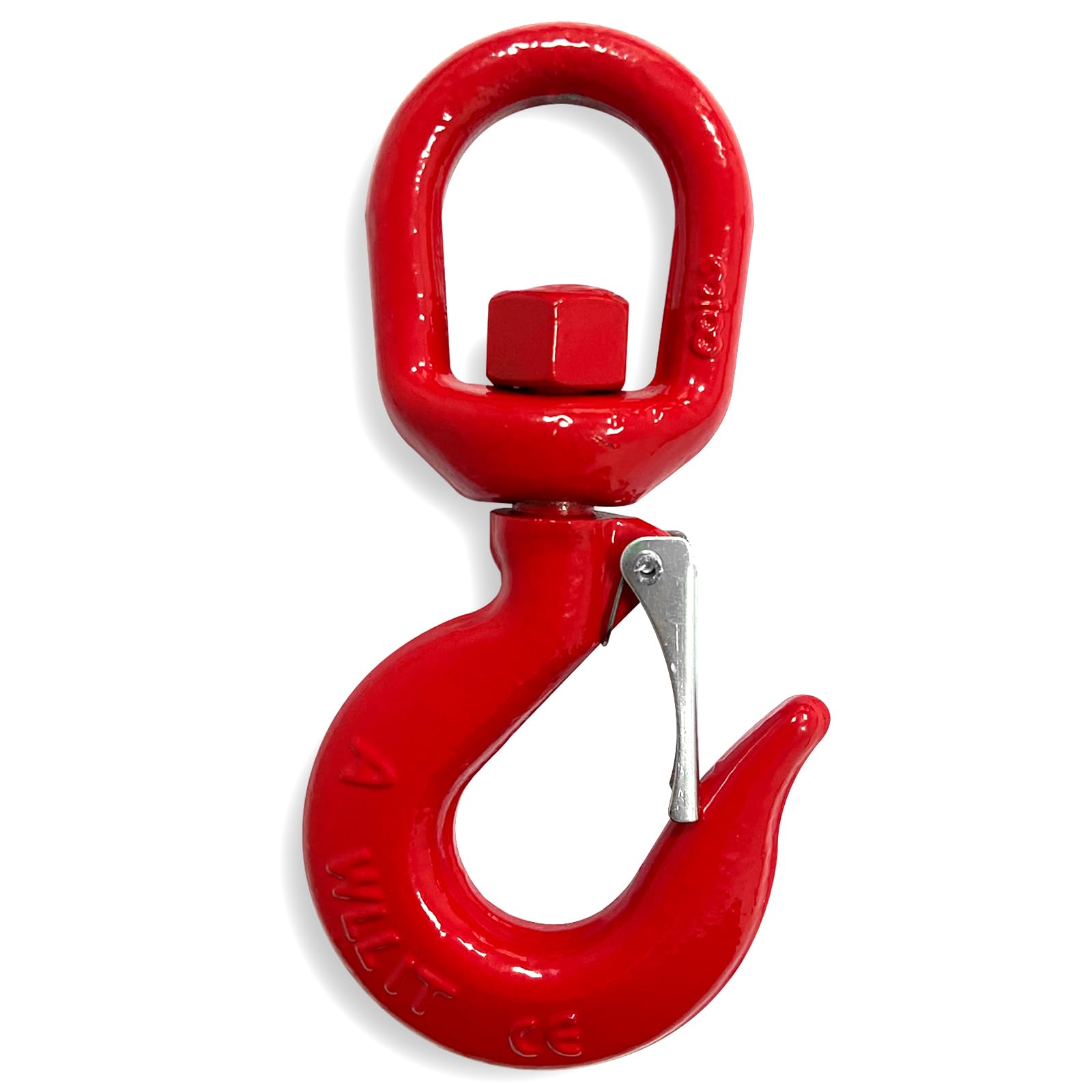 Photo 1 of 1 Ton Heavy Duty Swivel Hook with Safety Latch,360 Degree Rotating Crane Swivel Lifting Eye Hook for Crane, Swivel Chain Hooks for Lifting Chains Port Transportation, 2200 Lbs Capacity,Red