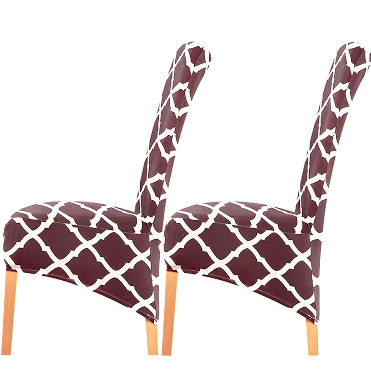 KELUINA Stretch XL Chair Covers for Dining Chairs 2/4/6 Pcs Chair Protective Slipcover,Elastic Chair Protector Seat Covers for Dining Room Wedding Banquet Party Decoration (Coffee,2 Pack)