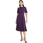 Maggy London Women's Dresses Short Sleeve Double Pleat Midi Dress, Luxe Plum, 12
