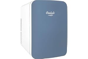 Cooluli 15L Mini Fridge for Bedroom - Car, Office Desk & College Dorm Room - 12v Portable Cooler & Warmer for Food, Drinks, Skincare, Beauty & Makeup - AC/DC Small Refrigerator with Glass Front, Blue
