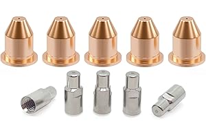 SHINNOUS Plasma Cutter Consumables for Hobart Airforce 250ci 500i HP-25 HP-50 Plasma Torch（770496/770723 Electrodes and Tips 10 Pcs Kit）