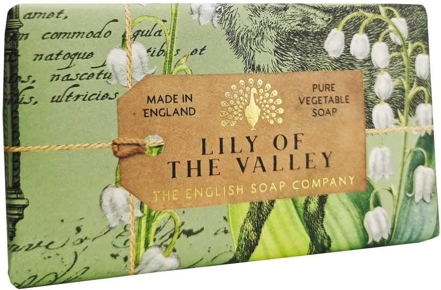 The English Soap Company Anniversary Lily of the Valley Soap, Luxury Shea Butter Bar with Fresh Floral Green Scent