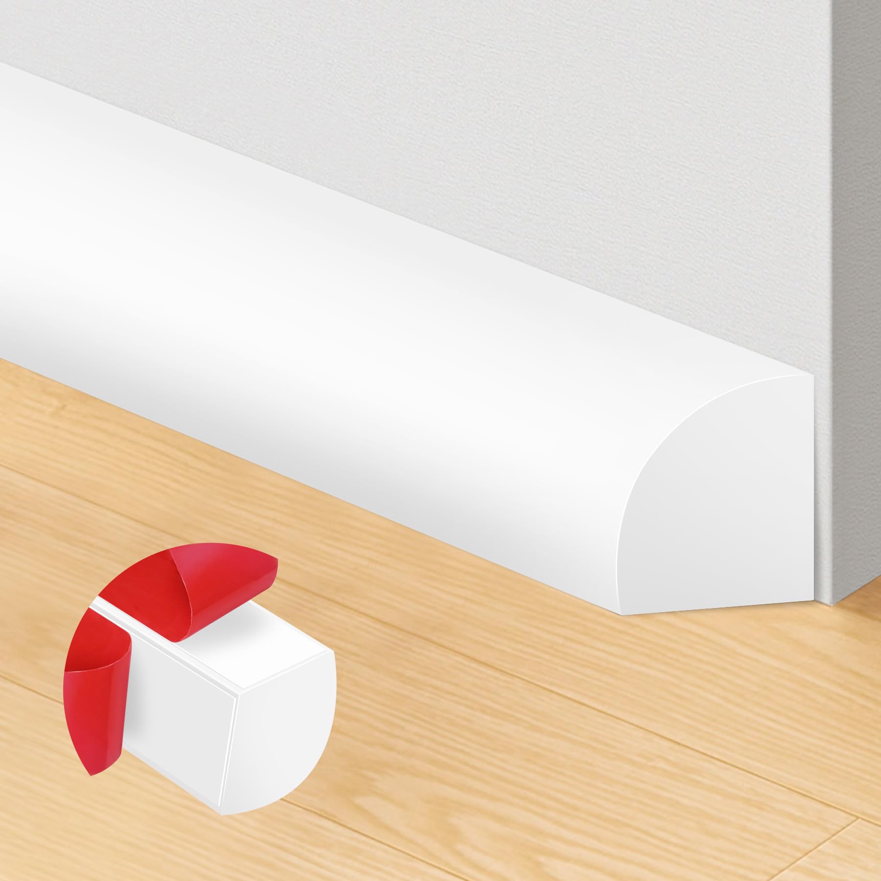Photo 1 of ToLanbbt Flexible Quarter Round Molding, 59 Inch Peel and Stick Rubber Trim, Double-Sided Self Adhesive Bendable Edge Molding for Floor, Bathroom, Kitchen, Countertop, 1/2” W x 1/2” H, White