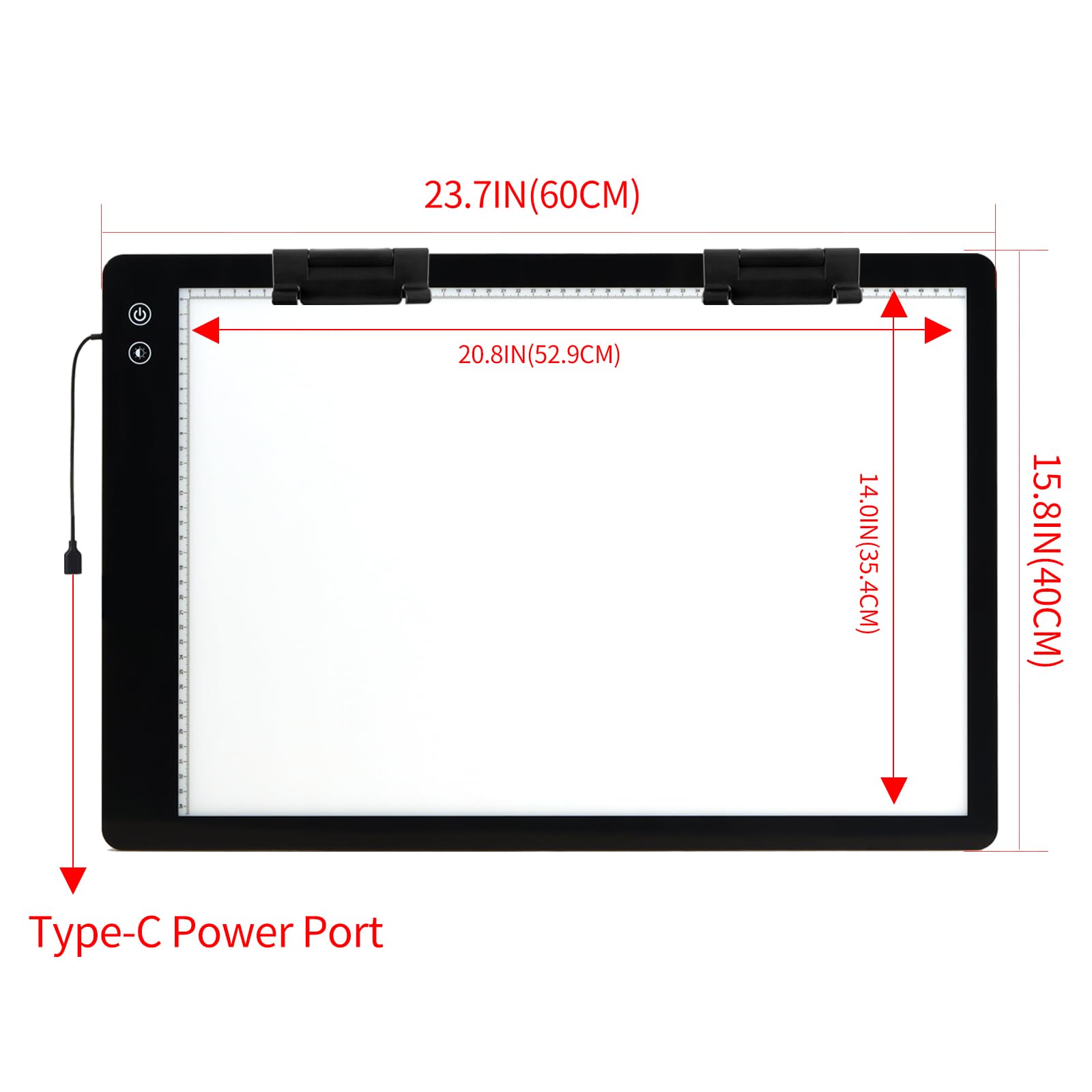 Upgraded Rechargeable A2 Light Pad 23.7”x15.8”, TOHETO 5200mAh Battery Powered Large Tracing Light Box, 6 Levels & Stepless / 3 Colors Super Bright Light Board for Diamond Painting, Drawing, Sketching