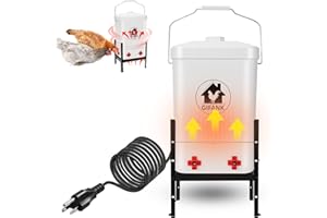 GIFANK Heated Chicken Waterer for Winter Automatic Heated Chicken Waterer Adsjustable Height Poultry Drinker Heater Anti-Freezing Watering System for Chicken Coop Accessories ABS 3Gallon