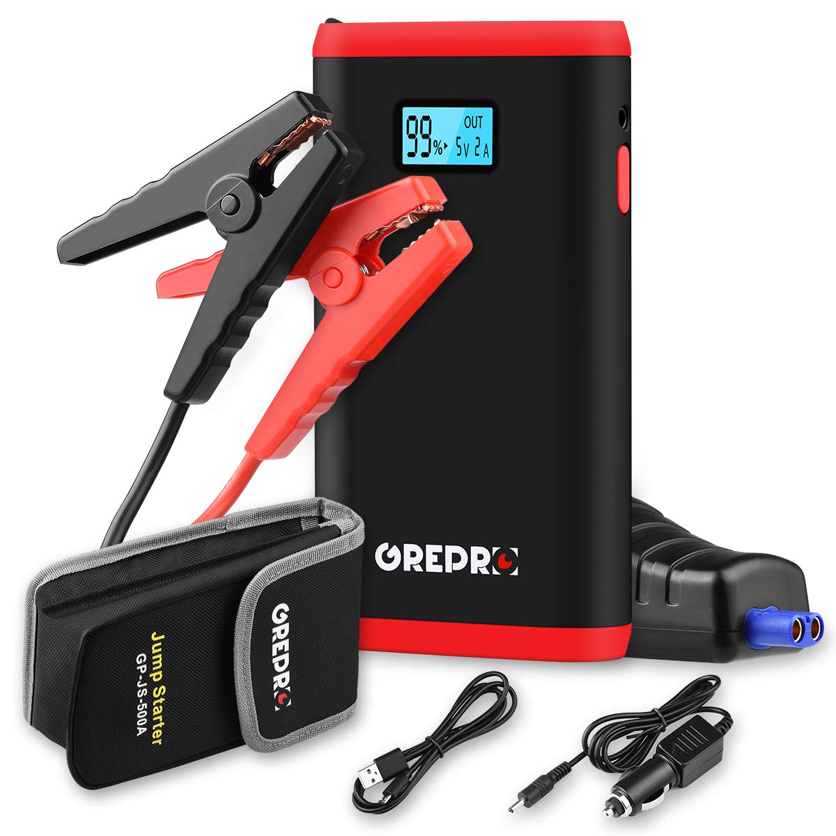 Car Jump Starter 500A Power Pack and Auto Battery Booster for 12V