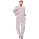 Istylish Womens Fluffy Pajama Sets Fleece Women's Fuzzy Loose Plush Sleepwear 2 Piece Sherpa Loungewear Set