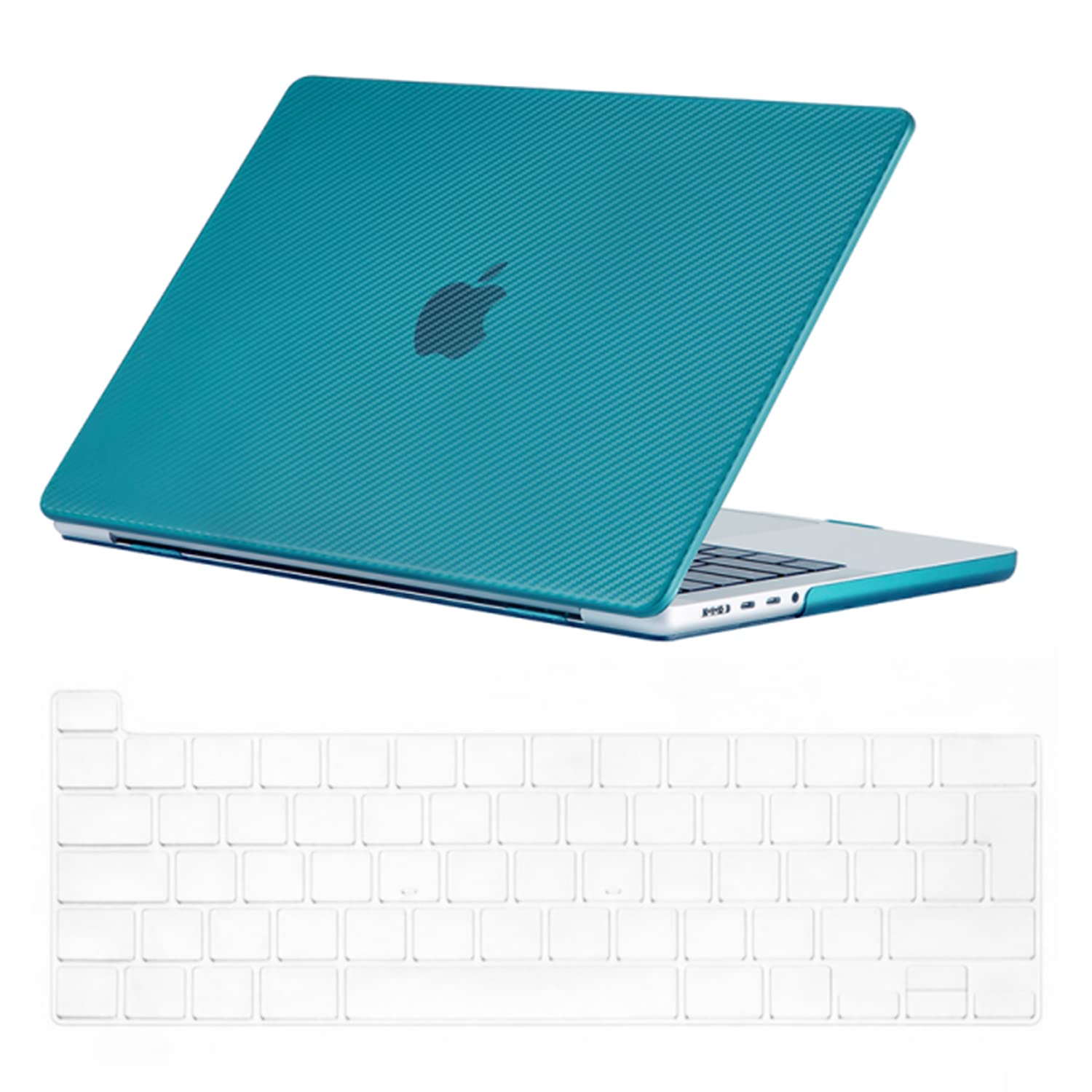 Se7enline Compatible with MacBook Pro Case 13 inch 2023 2022 2021 2020 Model M1/M2 A2338/A2251/A2289 Laptop Protective Hard Shell Case with Keyboard Cover(UK Layout),Carbon Fiber Deep Teal