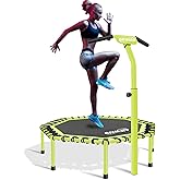 Newan 48" Fitness Trampoline with Adjustable Handle Bar, Silent Trampoline Bungee Rebounder Jumping Cardio Trainer Workout for Adults - Max Limit 330 lbs