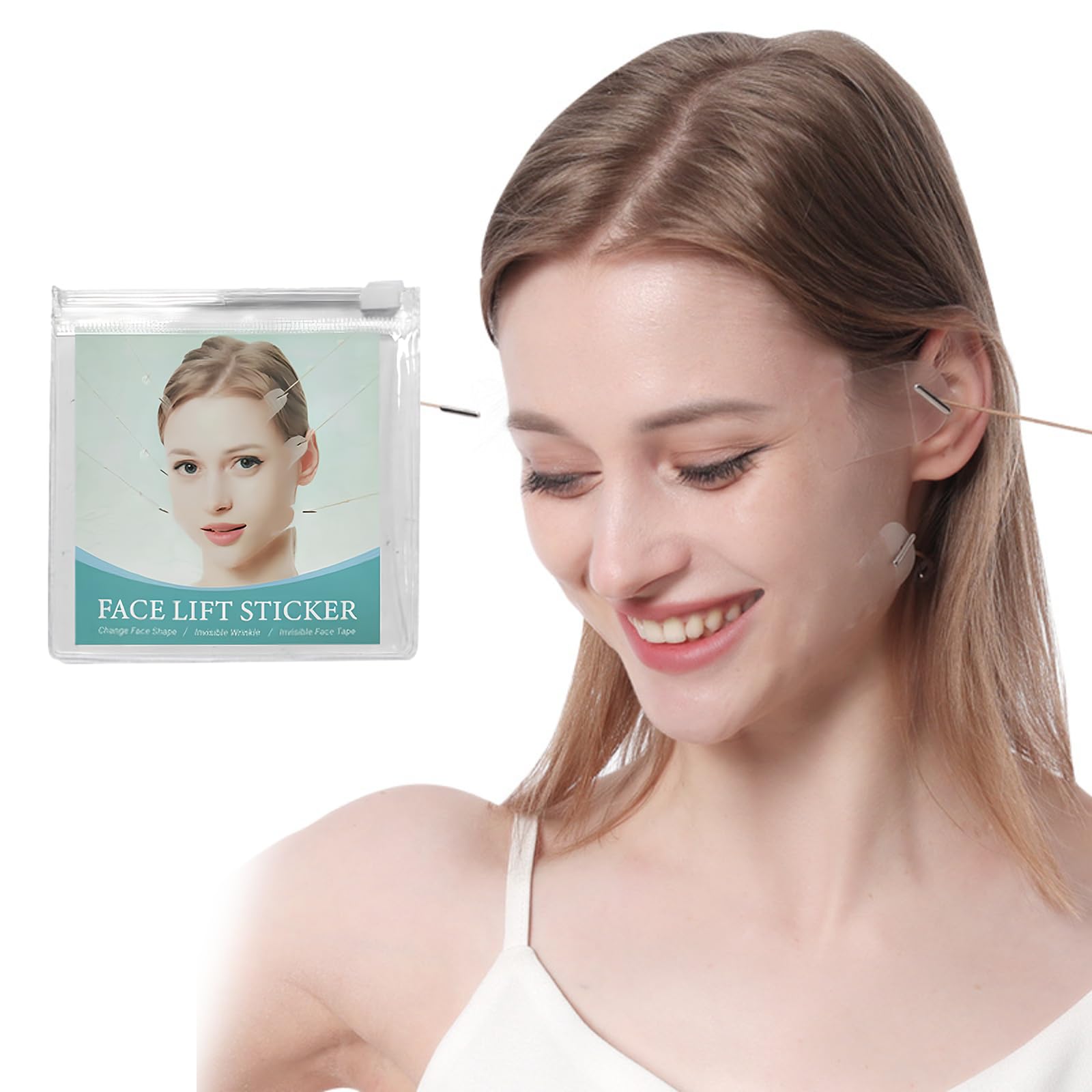 Bettinay 80 PCS Face Lift Tape Invisible with 16 Lifting Ropes, Instant Facelift Sticke for Skin Firming Makeup Lifting Tool