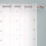 Deconovo Eyelet Linen Effect Voile Curtains Embroidery 55 x 114 Pair view 3