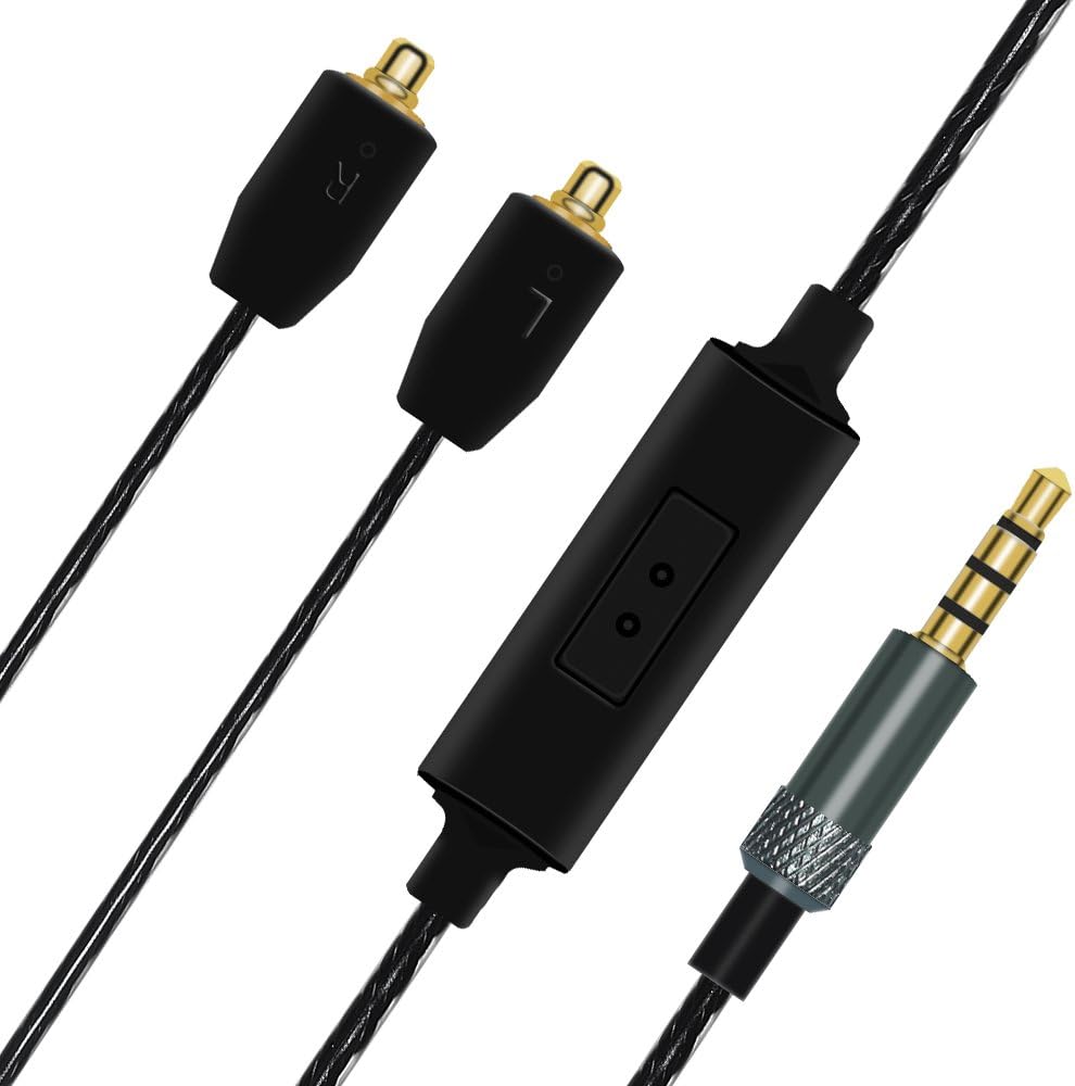 3.5mm Replacement Audio Cable with Remote Control Upgrade Extension Cable for Shure SE215、SE846、SE425、SE535、SE535LTD-J、SE315 YINYOO PRO H5 HQ5 Earphone (Black One Button)
