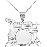 925 Sterling Silver Miniature Drum Set Music Charm Pendant Necklace