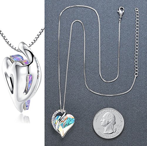 Leafael [Presented by Miss New York] Infinity Love White Opal Color Heart Pendant Necklace, Silver-Tone, 17"+2",Nickel/Lead/Allergy Free, Luxury Gift Box - Thumbnail 5