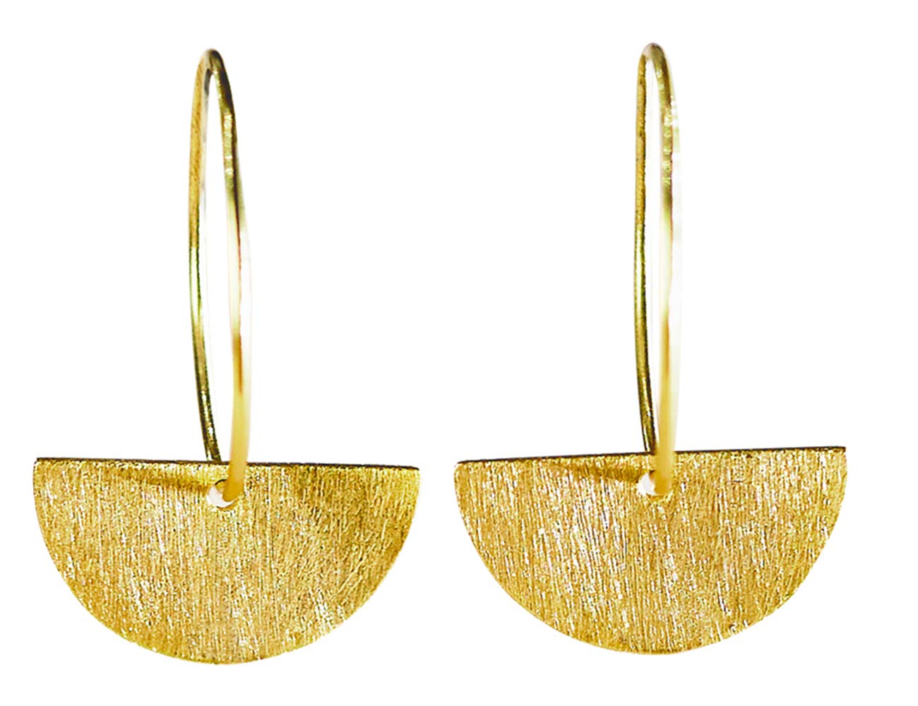Gold Silver Crescent Earrings for Women - Boho Semi-Circle Earrings, Brass