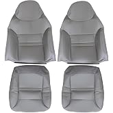 NLQR Driver and Passenger Side Bottom &amp; Top Lean Back Replacement Leather Seat Covers Gray Compatible with Ford Excursion 2000 2001