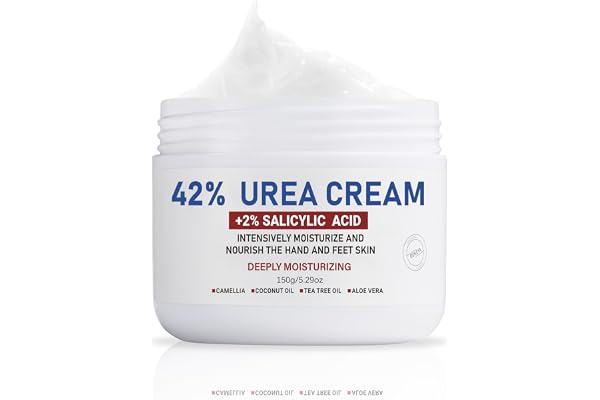 OUKEYA Urea Cream 42% to Soften & Smooth Dry, Cracked, Rough Skin | 2% salicylic acid, foot & hand cream, exfoliating, moisturizing lotion, heels, elbows, knees, 5.29oz
