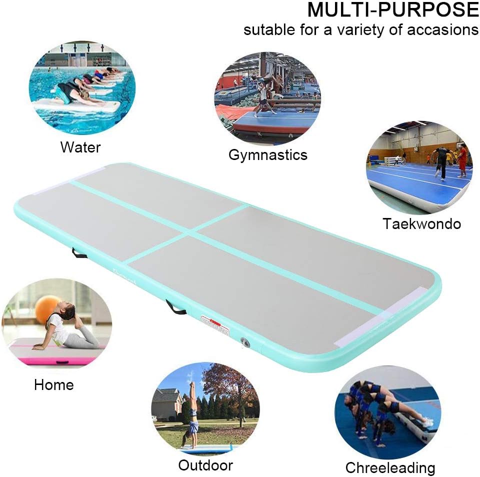 KIKILIVE Inflatable Gymnastics Mat, 4 /8inches Thickness Length Between 10ft to 39ft Air Gymnastics Track Mat, Gym Mats with Electric Air Pump for Training/Cheerleading/Training : Sports & Outdoors