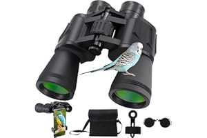 20x50 HD Binoculars for Adults High Powered with Phone Adapter, Large View Binoculars with Clear Low Light Vision, Binoculars