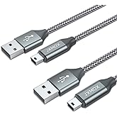 JXMOX Mini USB Cable, (3.3ft 2 Pack) USB 2.0 Type A Male to Mini B Charging Cord Compatible with Hero 3+, PS3 Controller, Digital Camera, Dash Cam, MP3 Player, Garmin Nuvi GPS, GPS Receiver