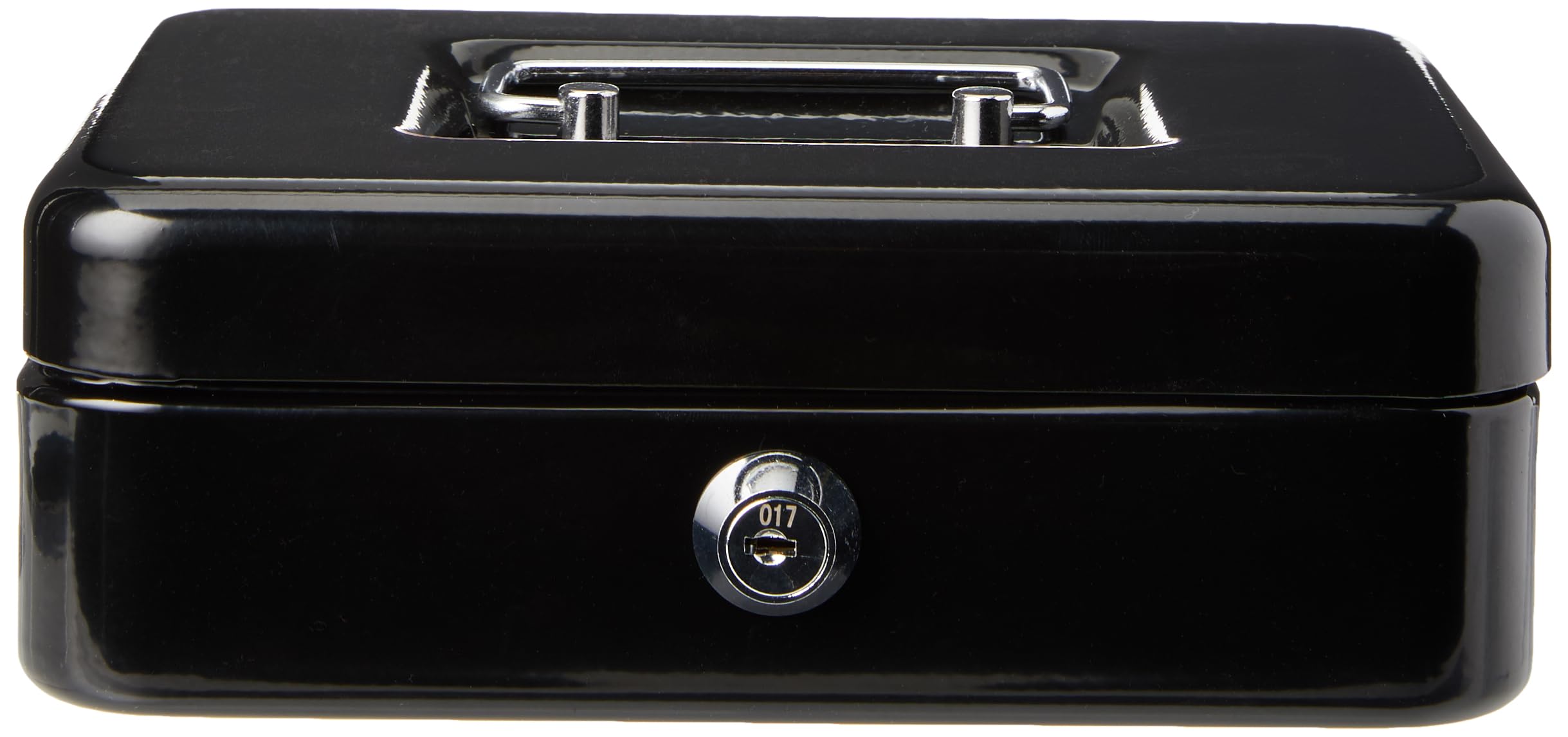 5 Star Facilities Cash Box with 5-compartment Tray Steel Spring Lock 8 Inch, Black