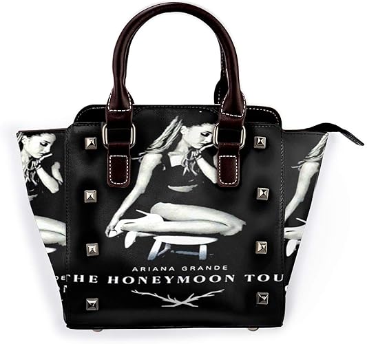 Amazon 高品質レザートートショルダーバッグ レザーショルダーリベットバッグ Ariana Grande ファッションキュートで人気のガールバッグ 学校 ハイキング ビジネス 仕事 旅行 買い物 デート シューズ バッグ