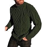 NIUBIA Men's Slim Fit Crewneck Pullover Sweater Winter Casual Chunky Cable Knit Comfort Heavy Long Sleeve Sweaters