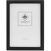 Lawrence Frames Black Wood Picture Frame, Gallery Collection, 5 by 7-Inch